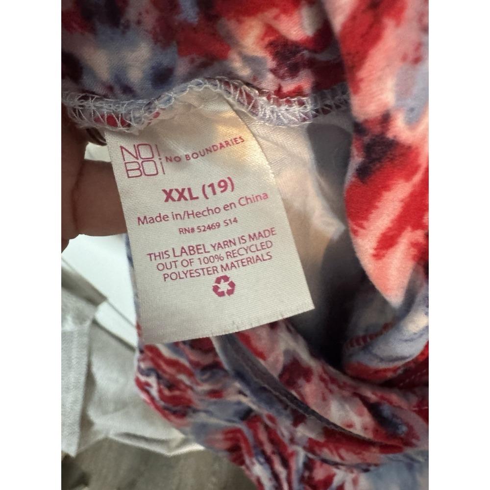No Boundaries Juniors Red White Blue Firework Overall Shorts Forth of July XXL - Picture 7 of 7